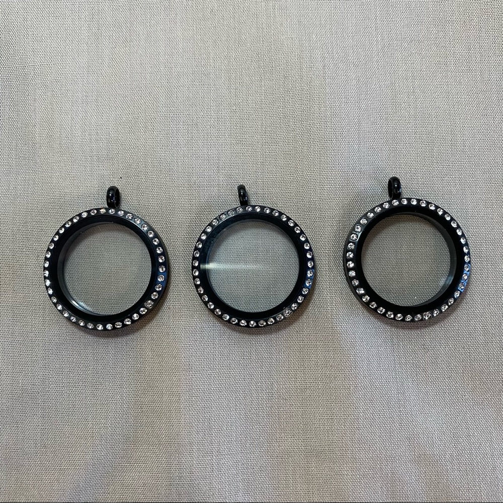 Origami Owl NEW Large Black Locket with Crystals